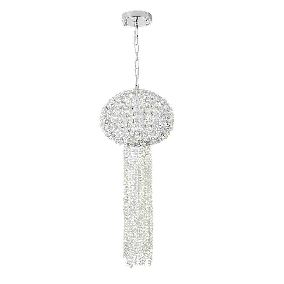 HMR - Glam Chrome Jellyfish Beaded Crystal Chandelier Pendant Light for Foyer Dining Room