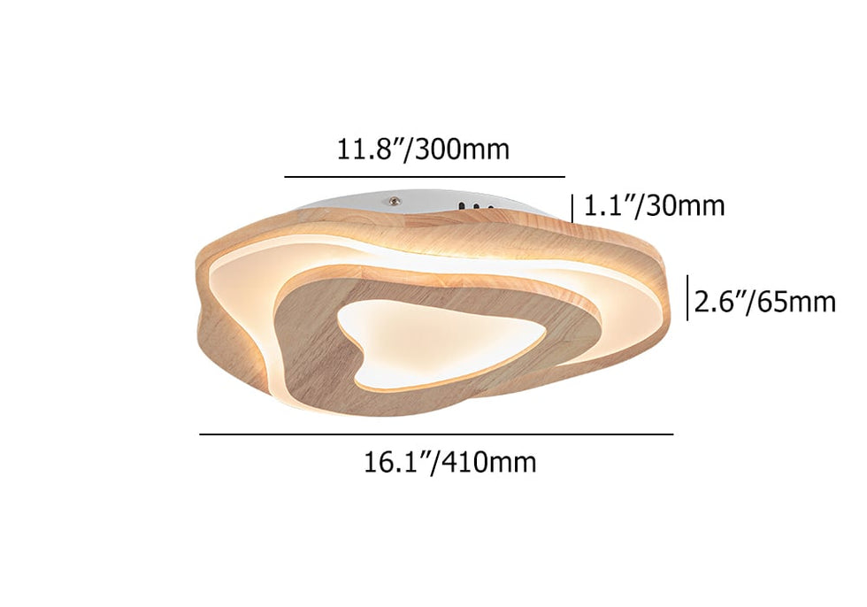 HMR - Nordic Oak Wood Flush Mount LED Irregular Shape Ceiling Light