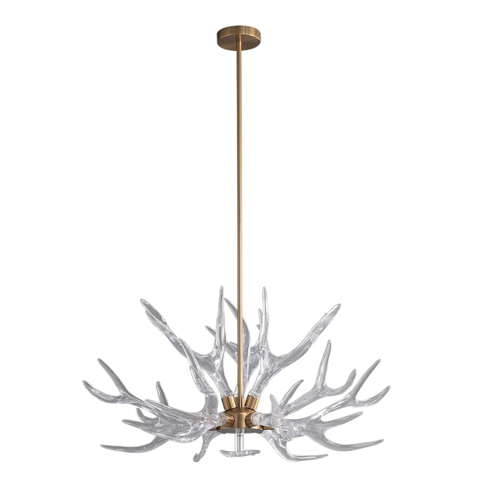 HMR - 9-Light Resin Deer Horn Antler Ceiling Chandelier Lighting in Gold