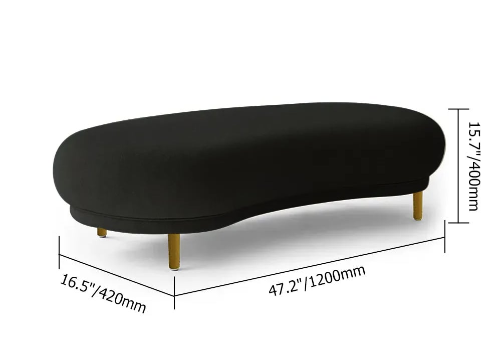 HMR - Modern Curved Bench with Velvet Upholstered