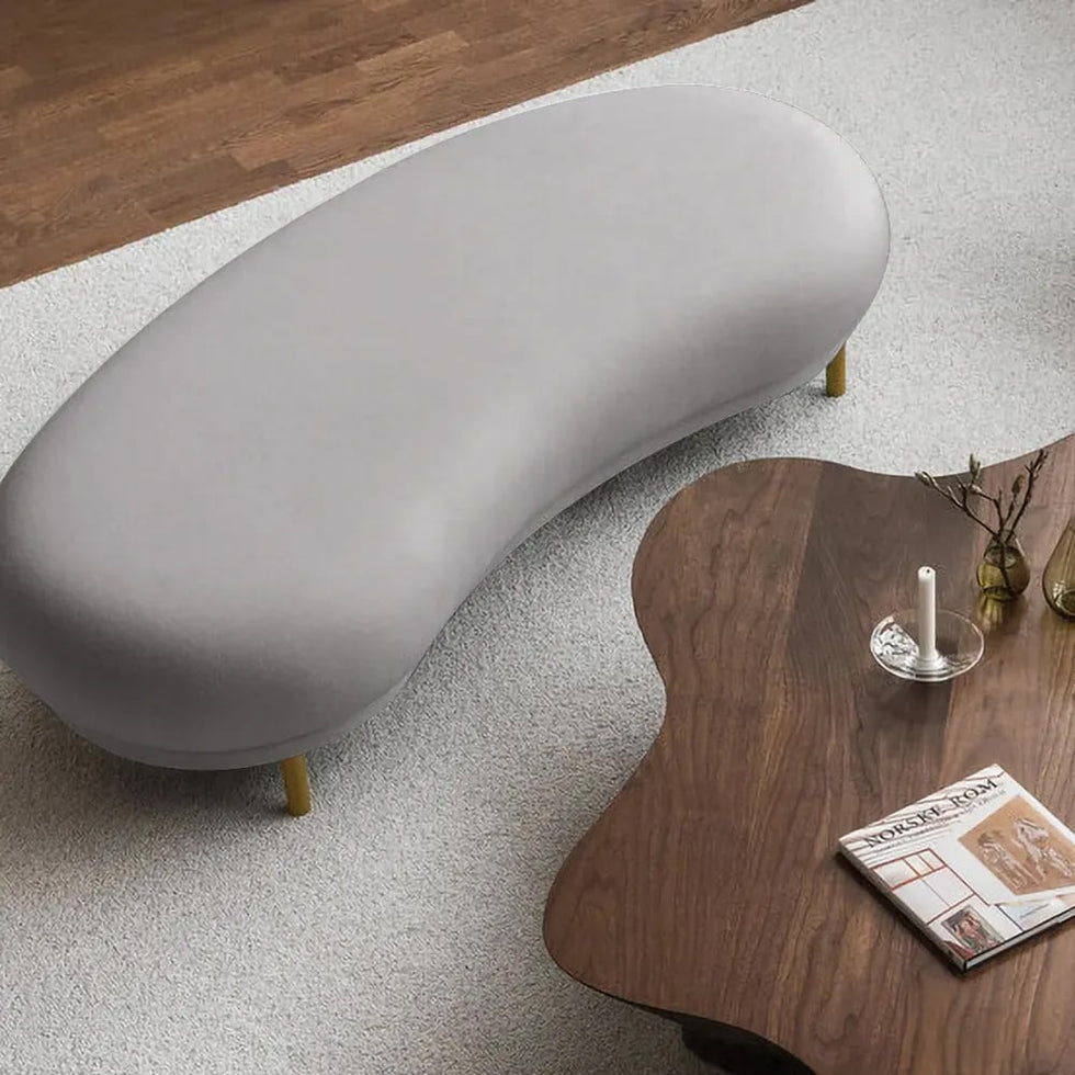 HMR - Modern Curved Bench with Velvet Upholstered
