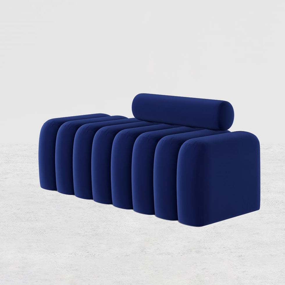 HMR - Modern Line Tufted Entryway Bench Upholstered Bench with Round Back