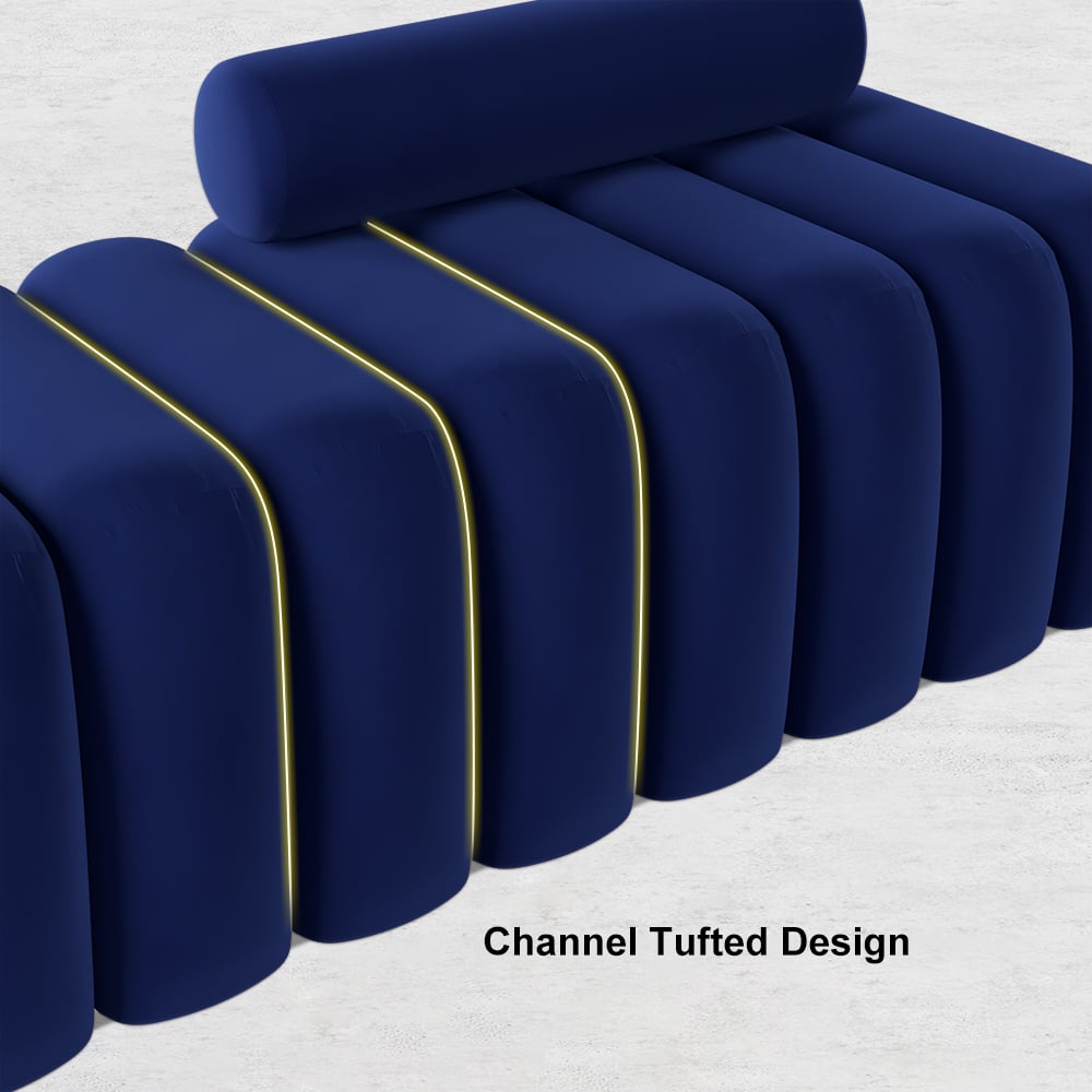 HMR - Modern Line Tufted Entryway Bench Upholstered Bench with Round Back
