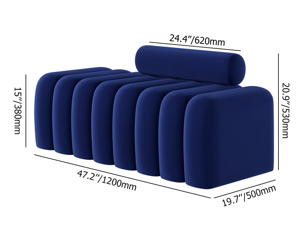 HMR - Modern Line Tufted Entryway Bench Upholstered Bench with Round Back