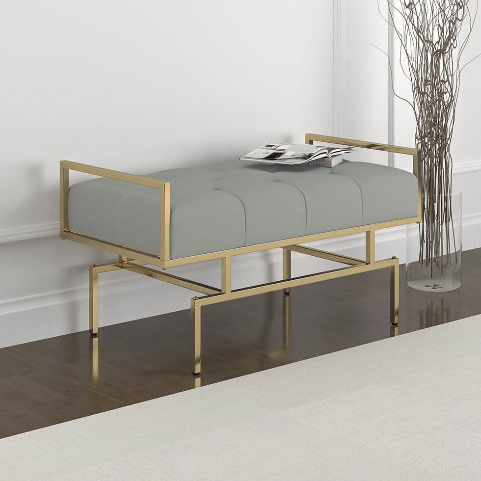 HMR - Modern Bench with Leather Upholstered