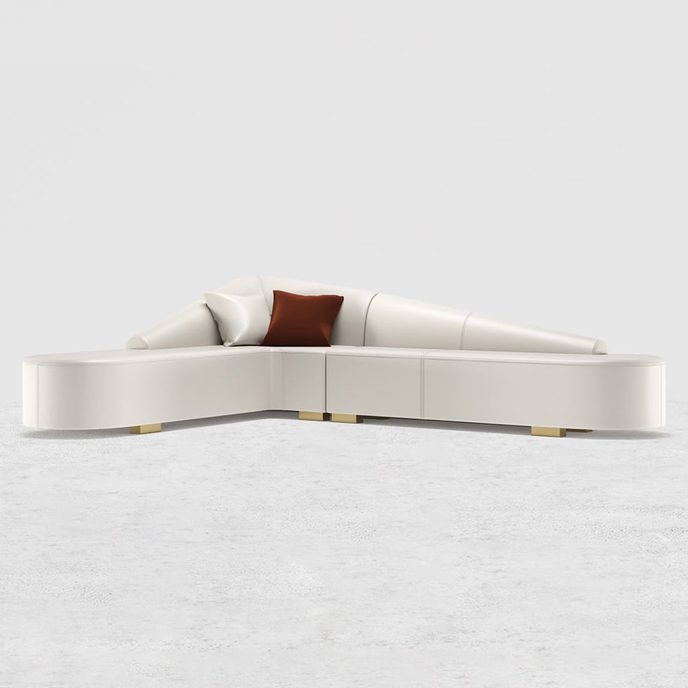 HMR - Modern 6-Seater L-Shaped Corner Faux Leather Upholstery Sectional Sofa