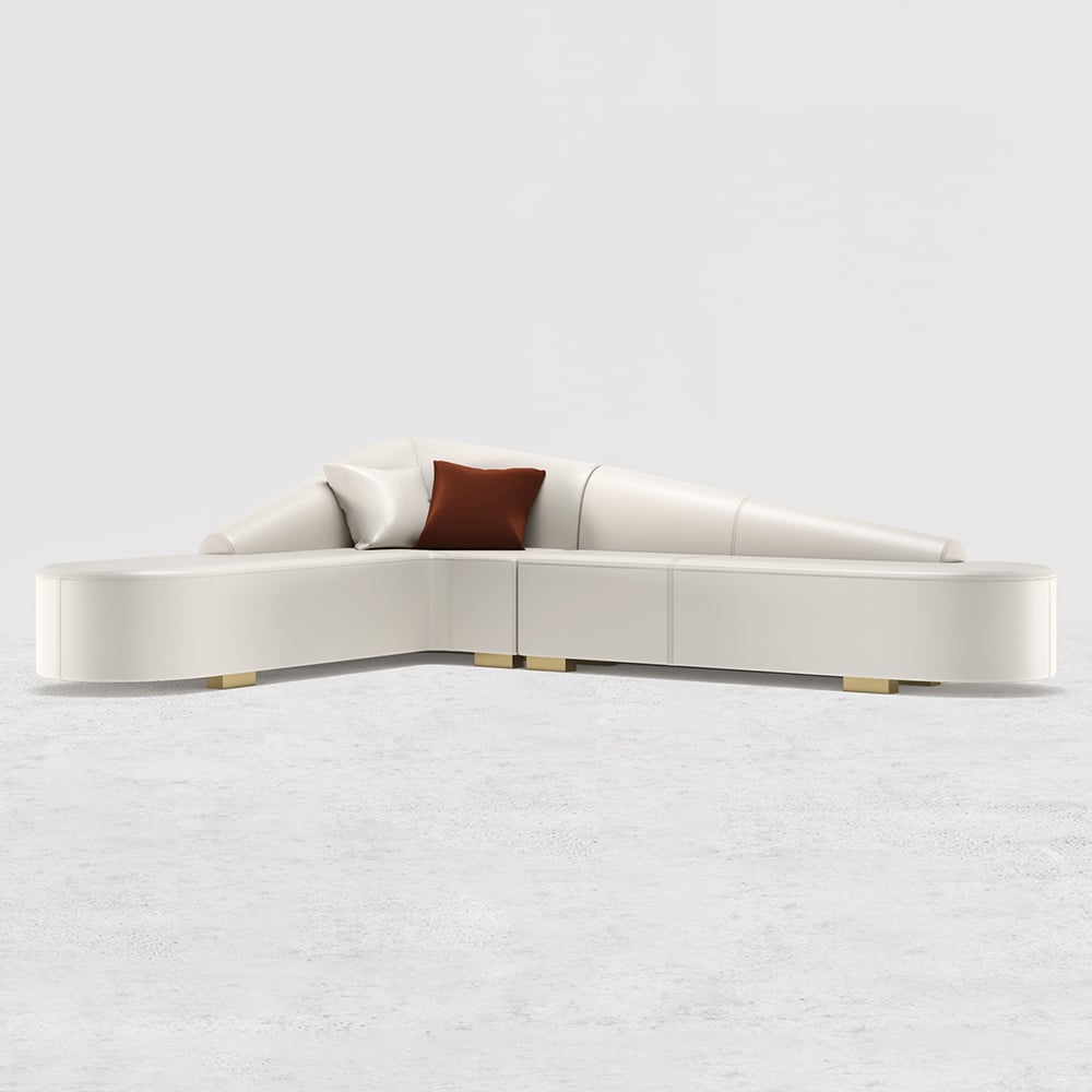 HMR - Modern 6-Seater L-Shaped Corner Faux Leather Upholstery Sectional Sofa