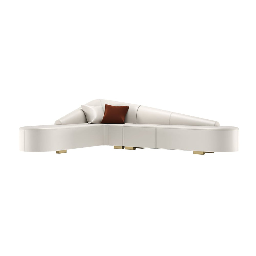 HMR - Modern 6-Seater L-Shaped Corner Faux Leather Upholstery Sectional Sofa