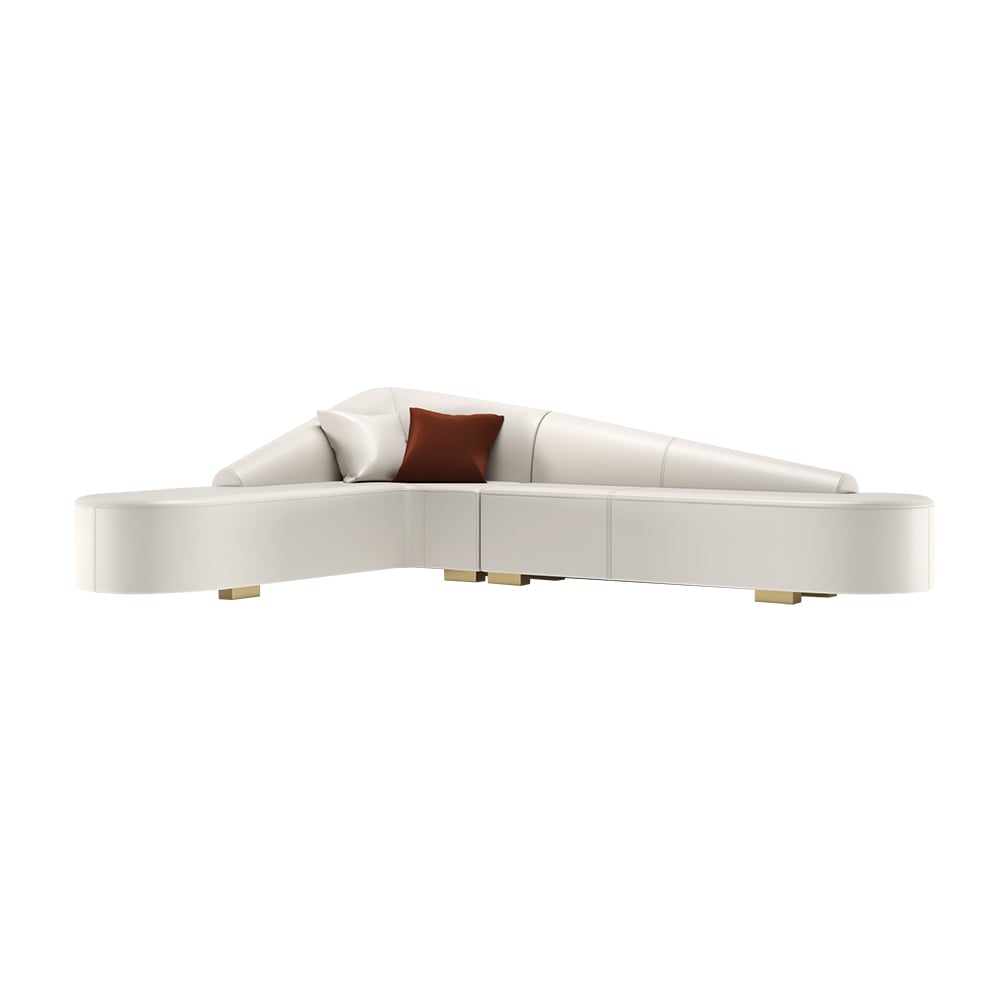 HMR - Modern 6-Seater L-Shaped Corner Faux Leather Upholstery Sectional Sofa
