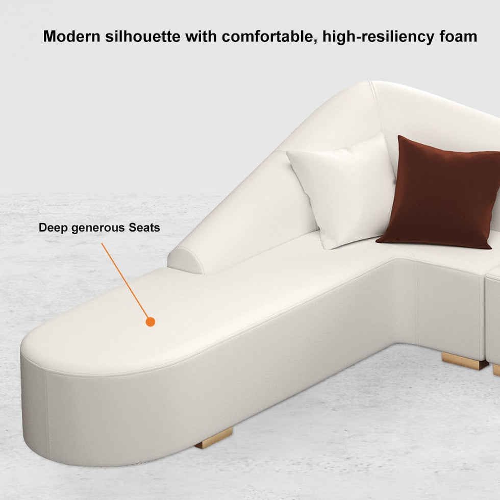 HMR - Modern 6-Seater L-Shaped Corner Faux Leather Upholstery Sectional Sofa
