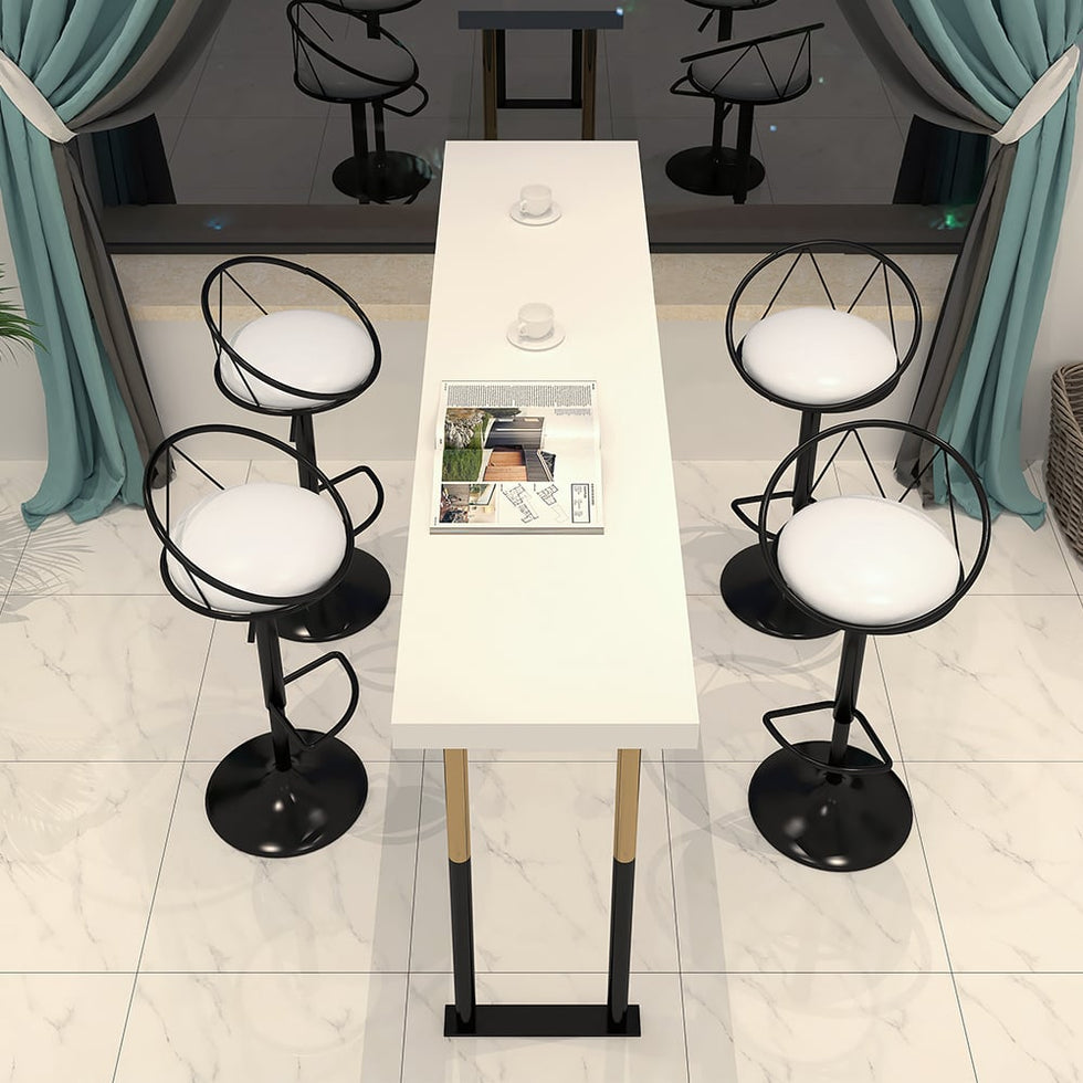 HMR - Modern Adjustable Swivel PU Leather Upholstered Counter Stools with (Set of 2)