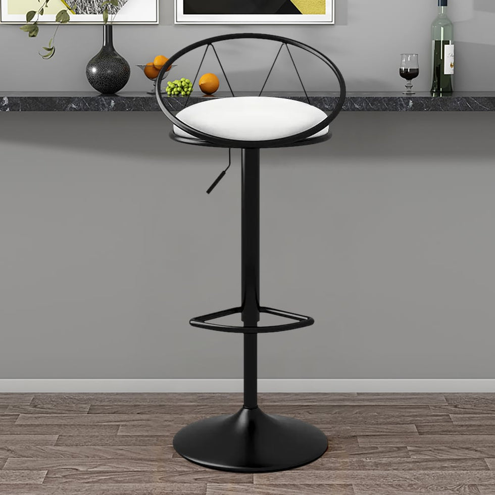 HMR - Modern Adjustable Swivel PU Leather Upholstered Counter Stools with (Set of 2)