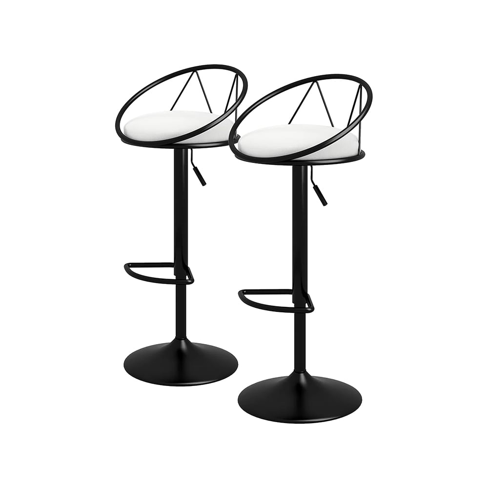 HMR - Modern Adjustable Swivel PU Leather Upholstered Counter Stools with (Set of 2)