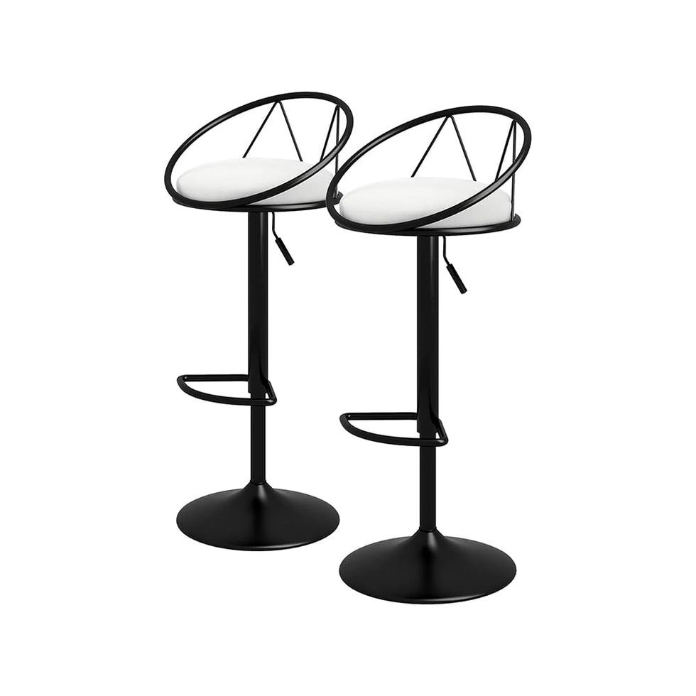 HMR - Modern Adjustable Swivel PU Leather Upholstered Counter Stools with (Set of 2)