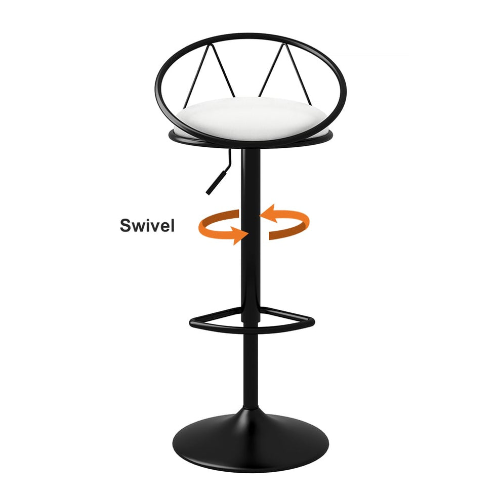HMR - Modern Adjustable Swivel PU Leather Upholstered Counter Stools with (Set of 2)