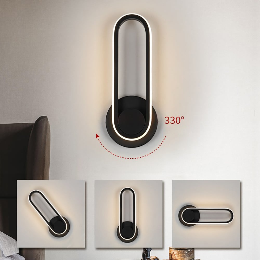 HMR - Modern Indoor Oval Wall Sconce with LED Rotated