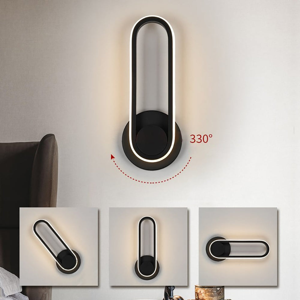 HMR - Modern Indoor Oval Wall Sconce with LED Rotated