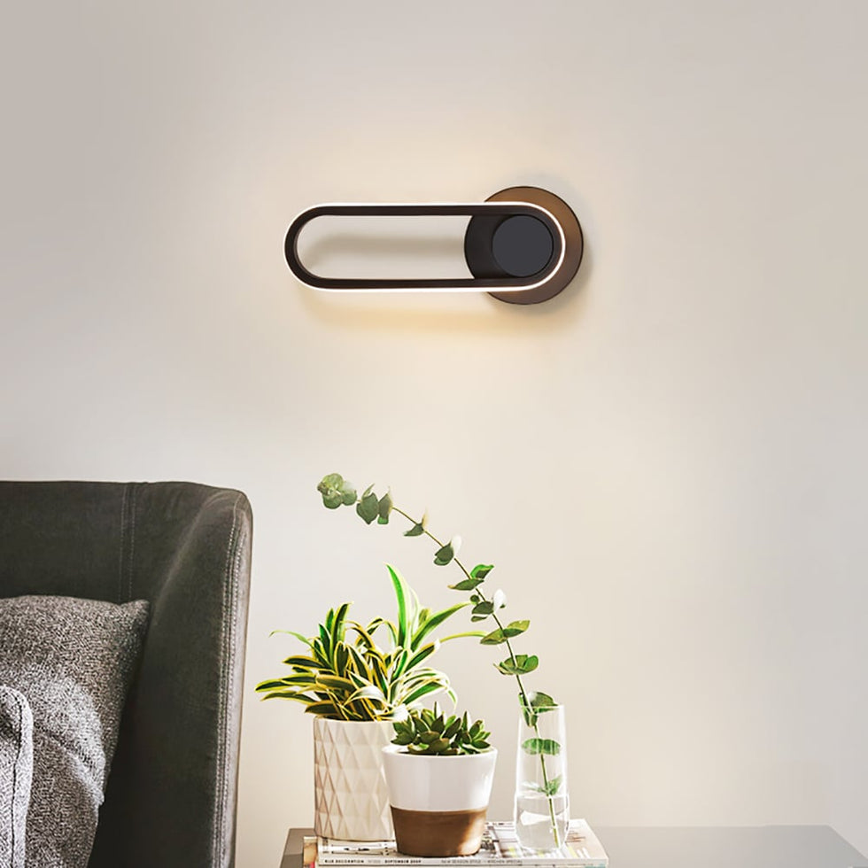HMR - Modern Indoor Oval Wall Sconce with LED Rotated