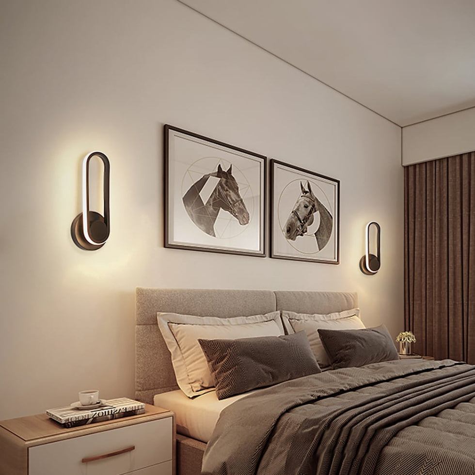 HMR - Modern Indoor Oval Wall Sconce with LED Rotated