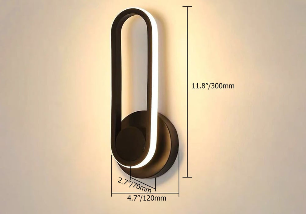 HMR - Modern Indoor Oval Wall Sconce with LED Rotated