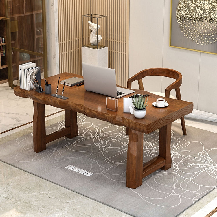 HMR - Modern Walnut Executive Office Desk with Drawer Storage Pine Wood Desk
