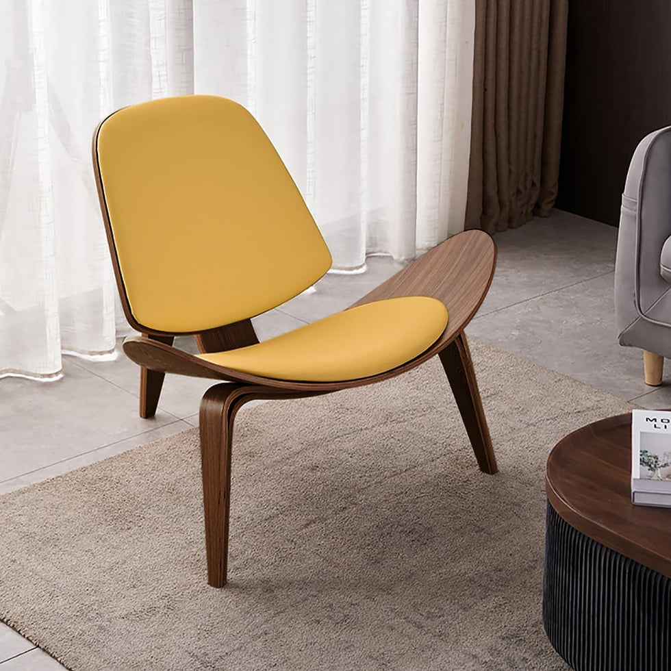 HMR - Leather Walnut Tripod Accent Chair