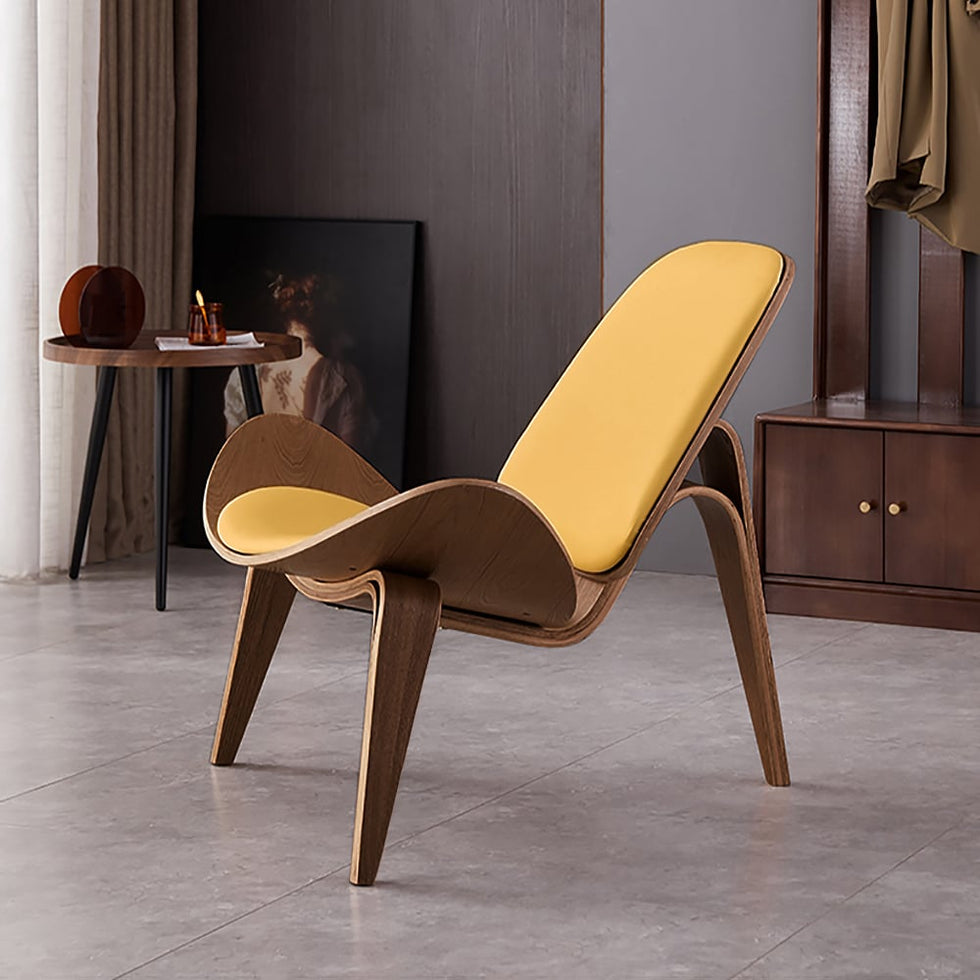 HMR - Leather Walnut Tripod Accent Chair