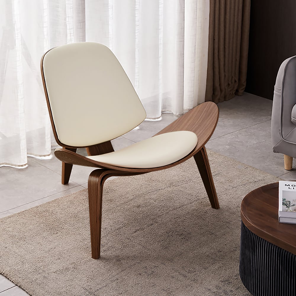 HMR - Leather Walnut Tripod Accent Chair