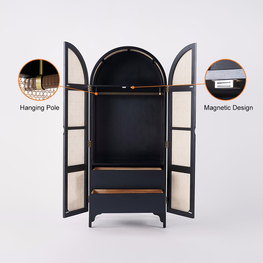 HMR - Bedroom Clothing Armoire with Hidden 2 Doors and Drawers
