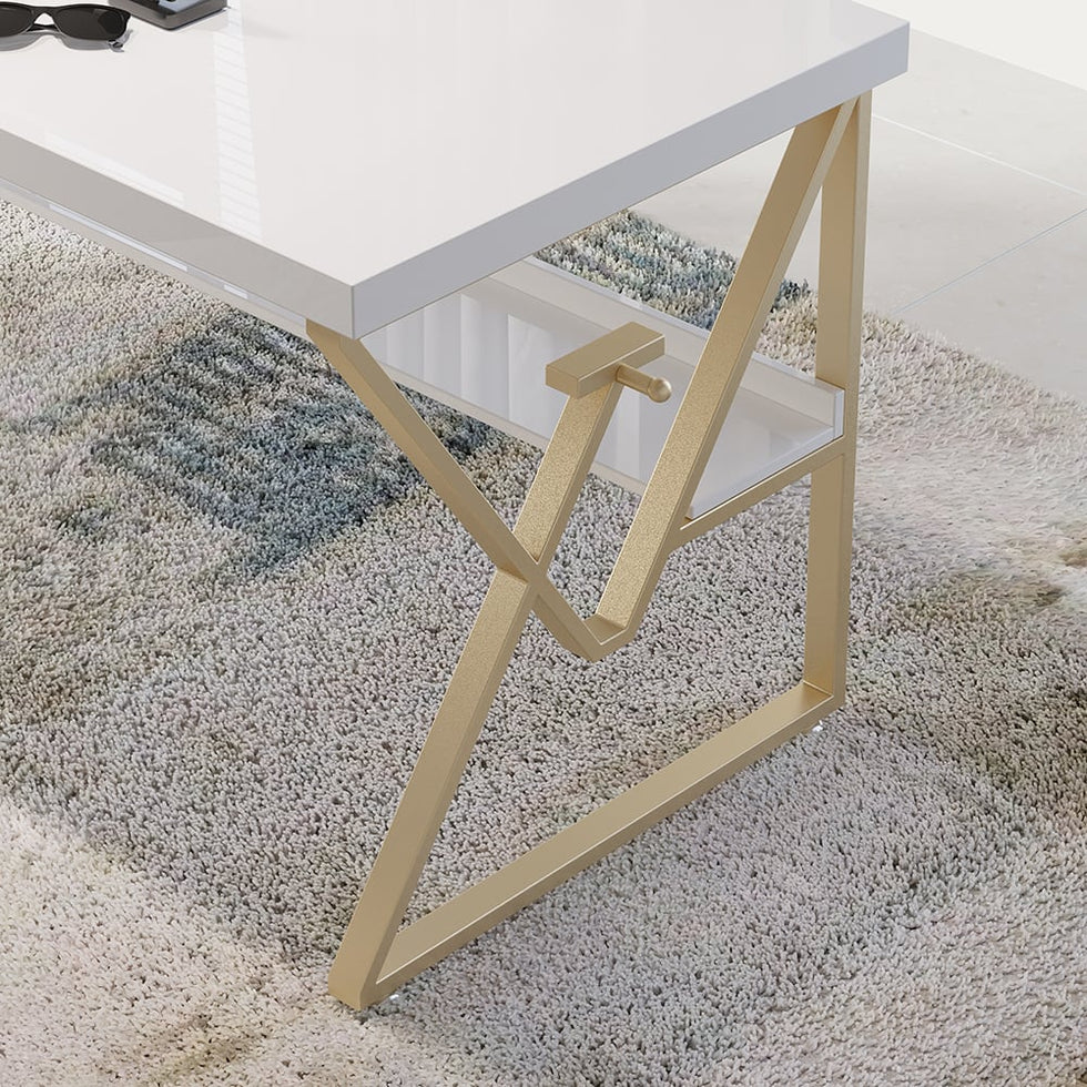 HMR - Modern 59" Writing Desk with Drawer & Shelf