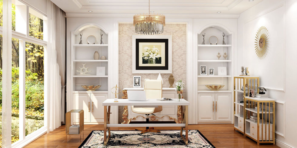 HMR - Modern 59" Writing Desk with Drawer & Shelf