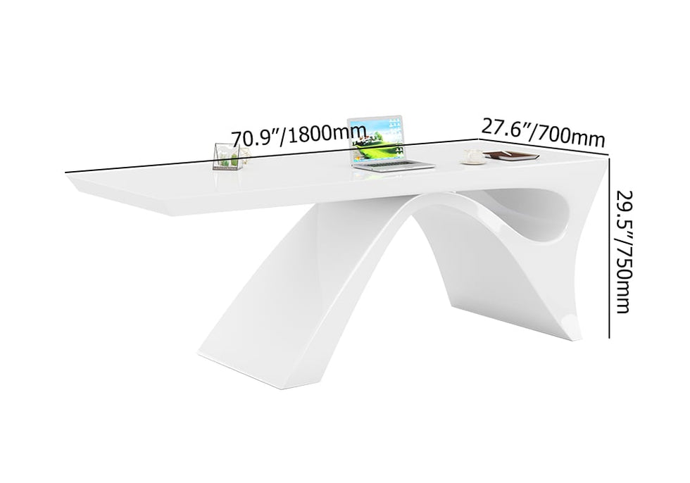 HMR - Modern Computer Desk Rectangular Office Desk with Pedestal Base