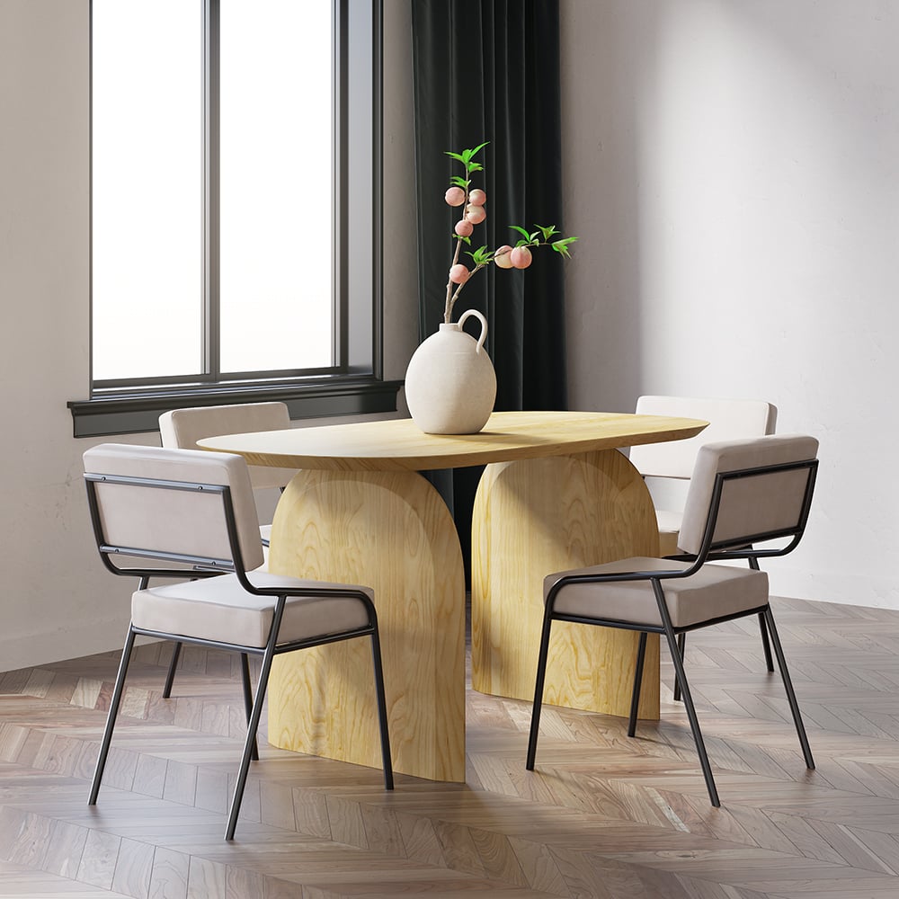 HMR - Tintica Series Japandi Style Oval Wood Dining Table