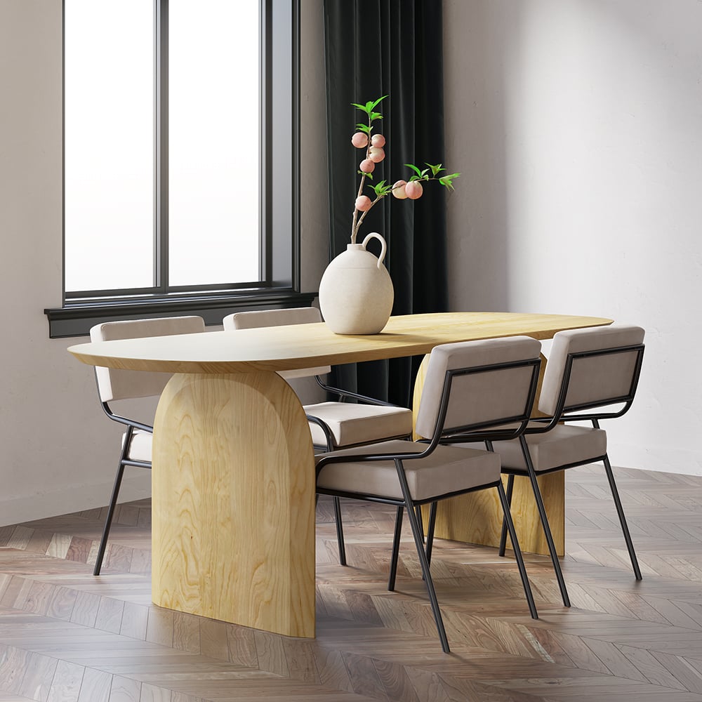 HMR - Tintica Series Japandi Style Oval Wood Dining Table