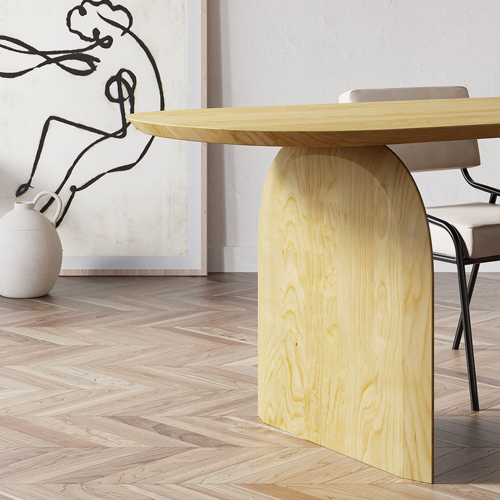 HMR - Tintica Series Japandi Style Oval Wood Dining Table