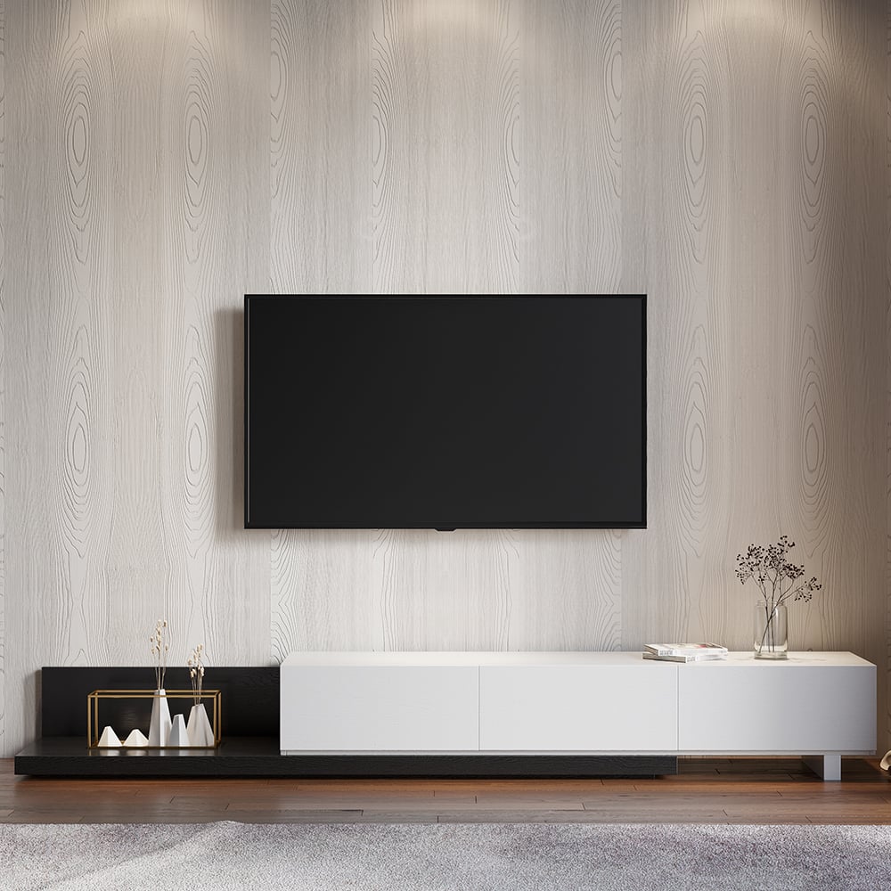 HMR - Extendable Floor TV Stand with 3 Drawers (71"-120")