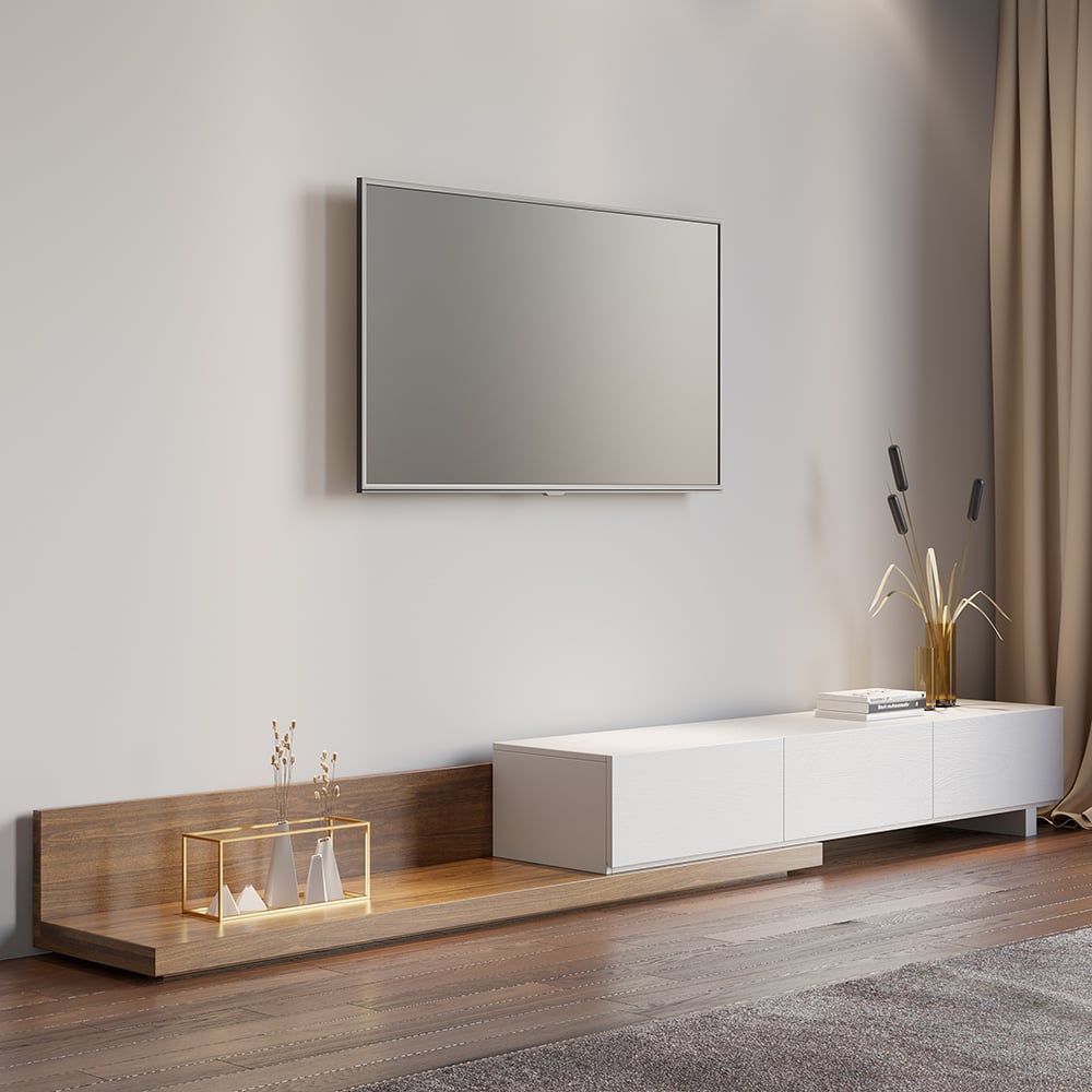 HMR - Extendable Floor TV Stand with 3 Drawers (71"-120")