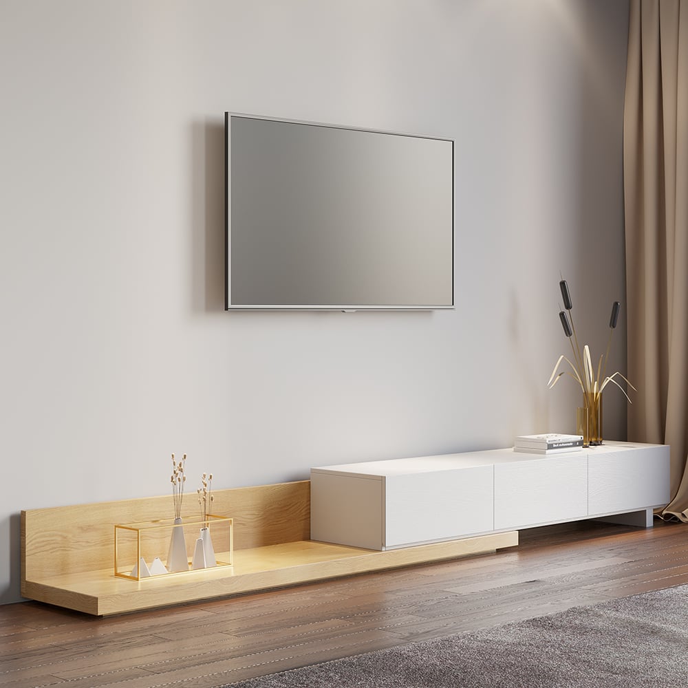HMR - Extendable Floor TV Stand with 3 Drawers (71"-120")