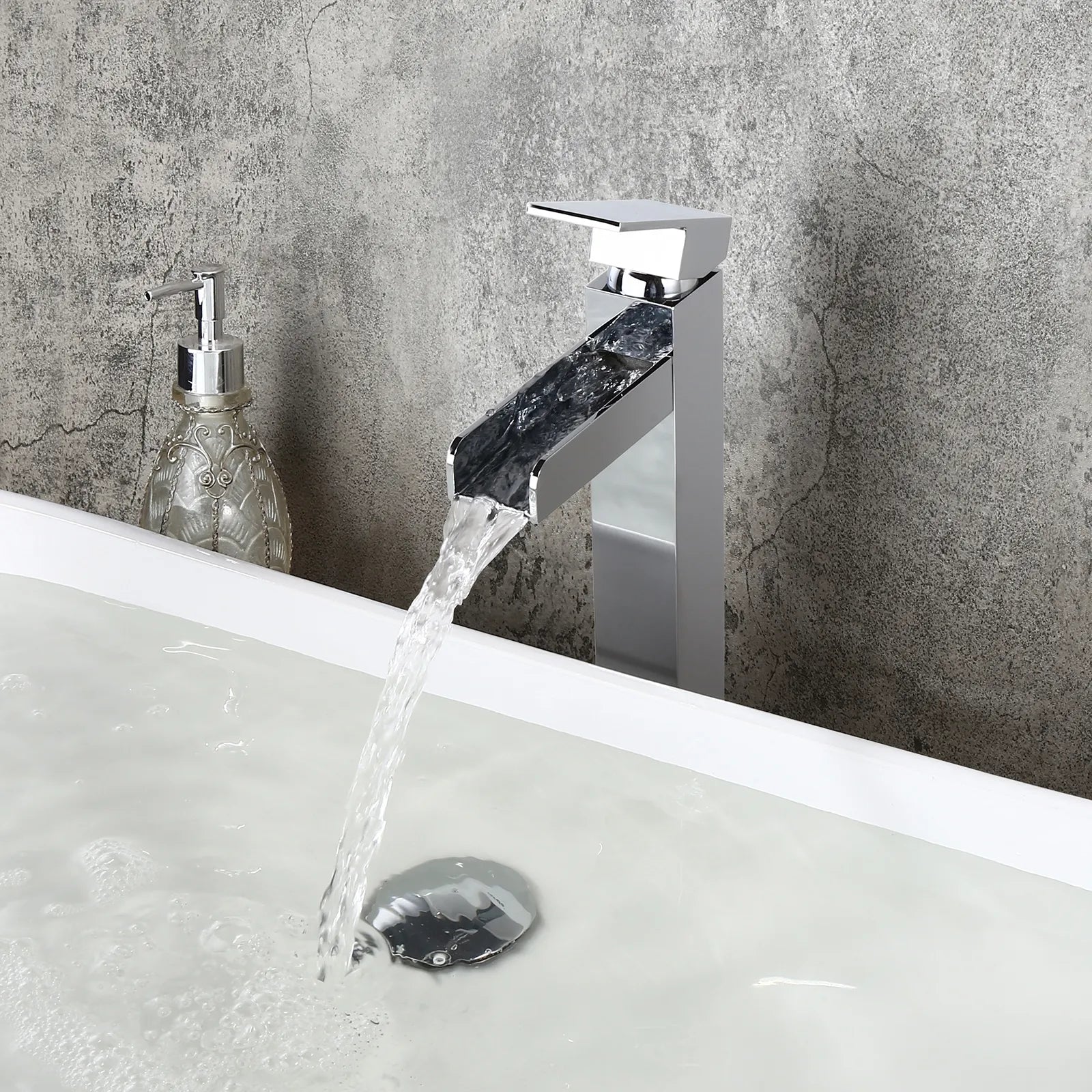 HMR - Modern Waterfall Bathroom Vessel Sink Faucet