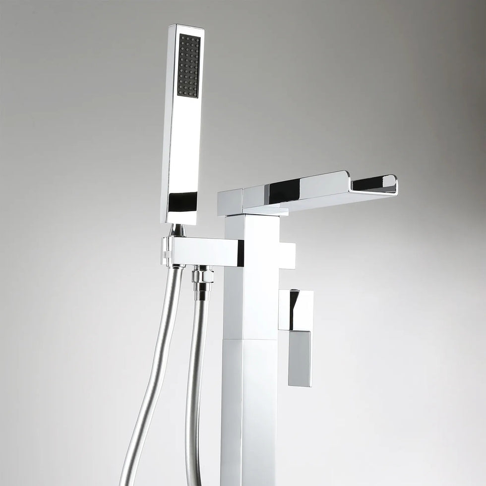 HMR - Modern Waterfall Bathroom Tub Faucet with Handheld Spray