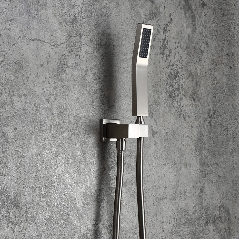 HMR - Modern 8" Wall Mounted Shower System with Handheld Shower Pressure Balance Valve