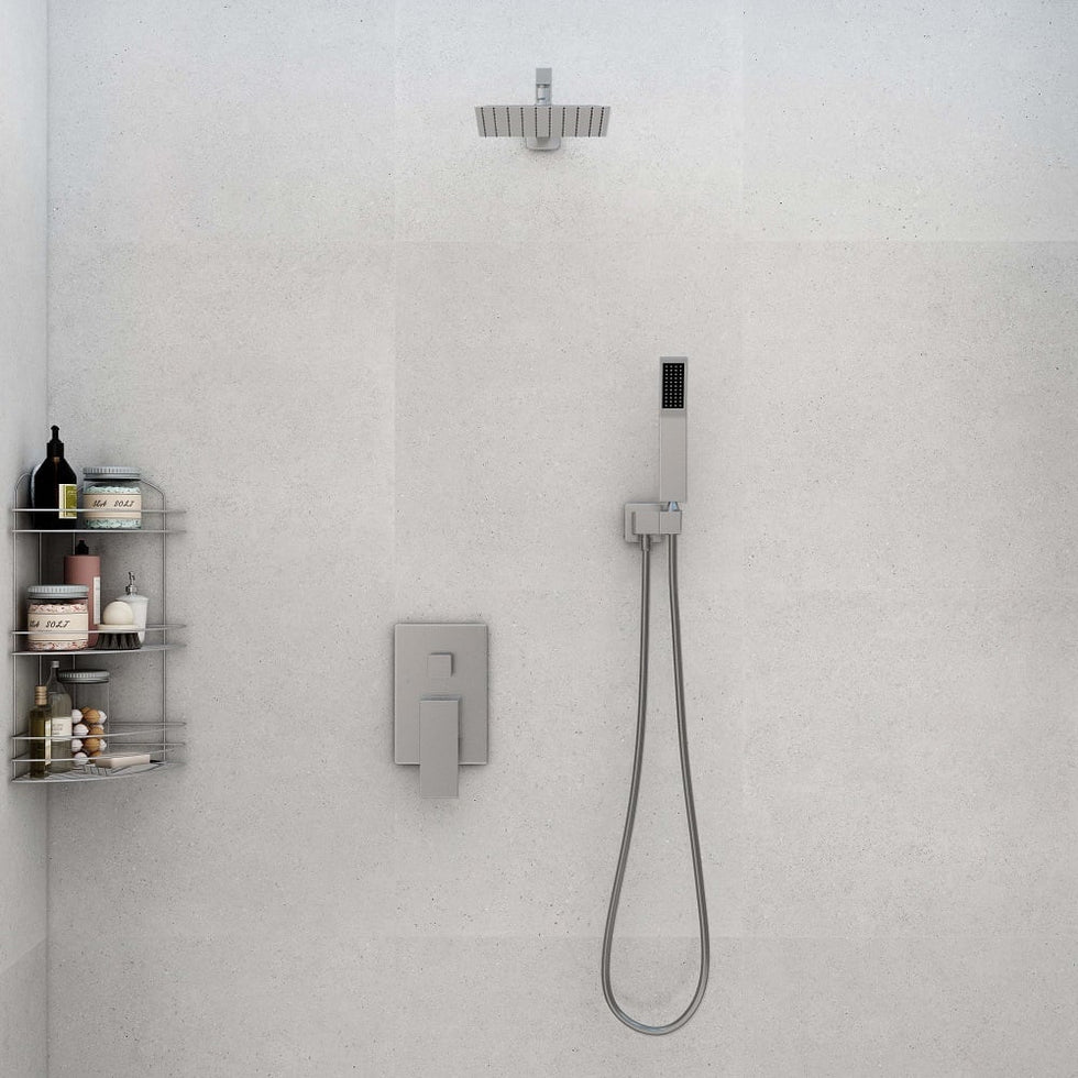 HMR - Modern 8" Wall Mounted Shower System with Handheld Shower Pressure Balance Valve
