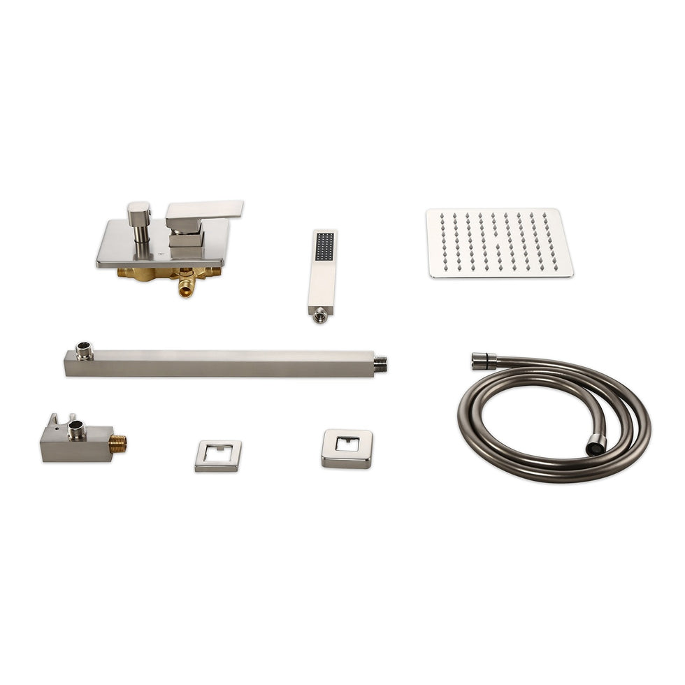 HMR - Modern 8" Wall Mounted Shower System with Handheld Shower Pressure Balance Valve