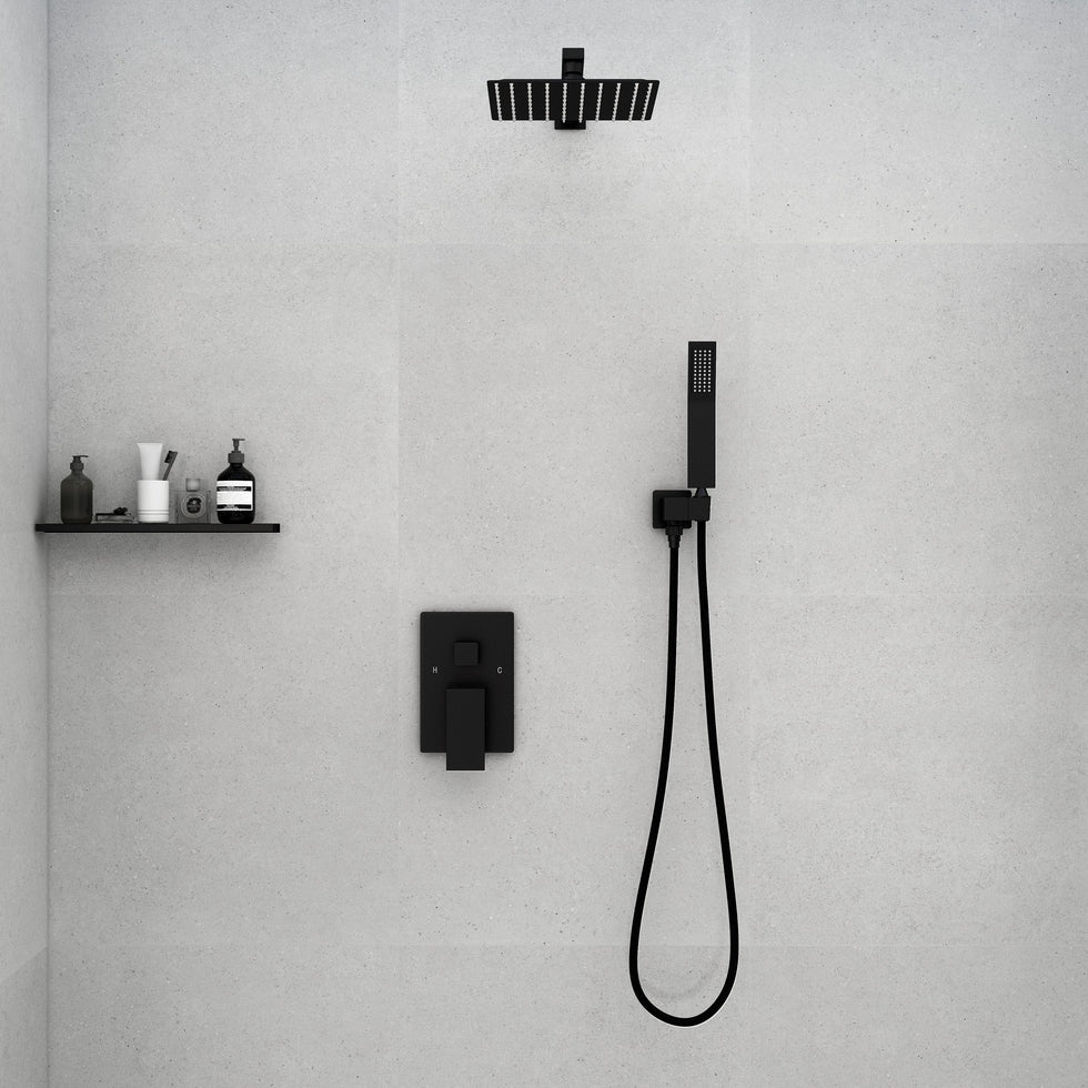 HMR - Modern 10" Wall Mounted Shower System with Handheld Shower Pressure Balance Valve