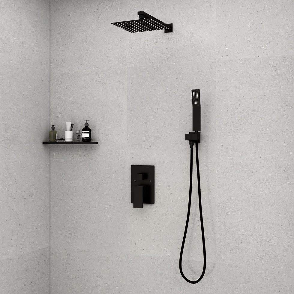 HMR - Modern 10" Wall Mounted Shower System with Handheld Shower Pressure Balance Valve