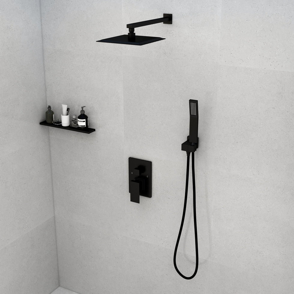 HMR - Modern 10" Wall Mounted Shower System with Handheld Shower Pressure Balance Valve