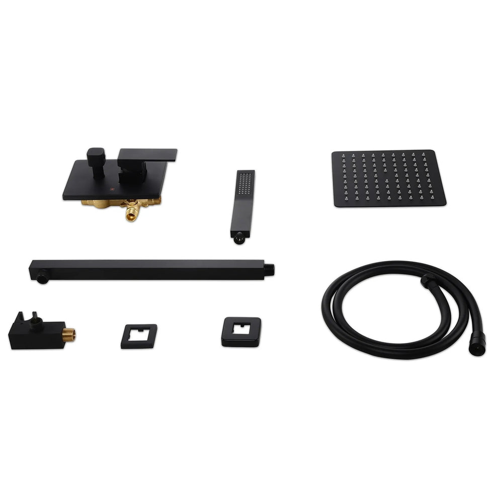 HMR - Modern 10" Wall Mounted Shower System with Handheld Shower Pressure Balance Valve