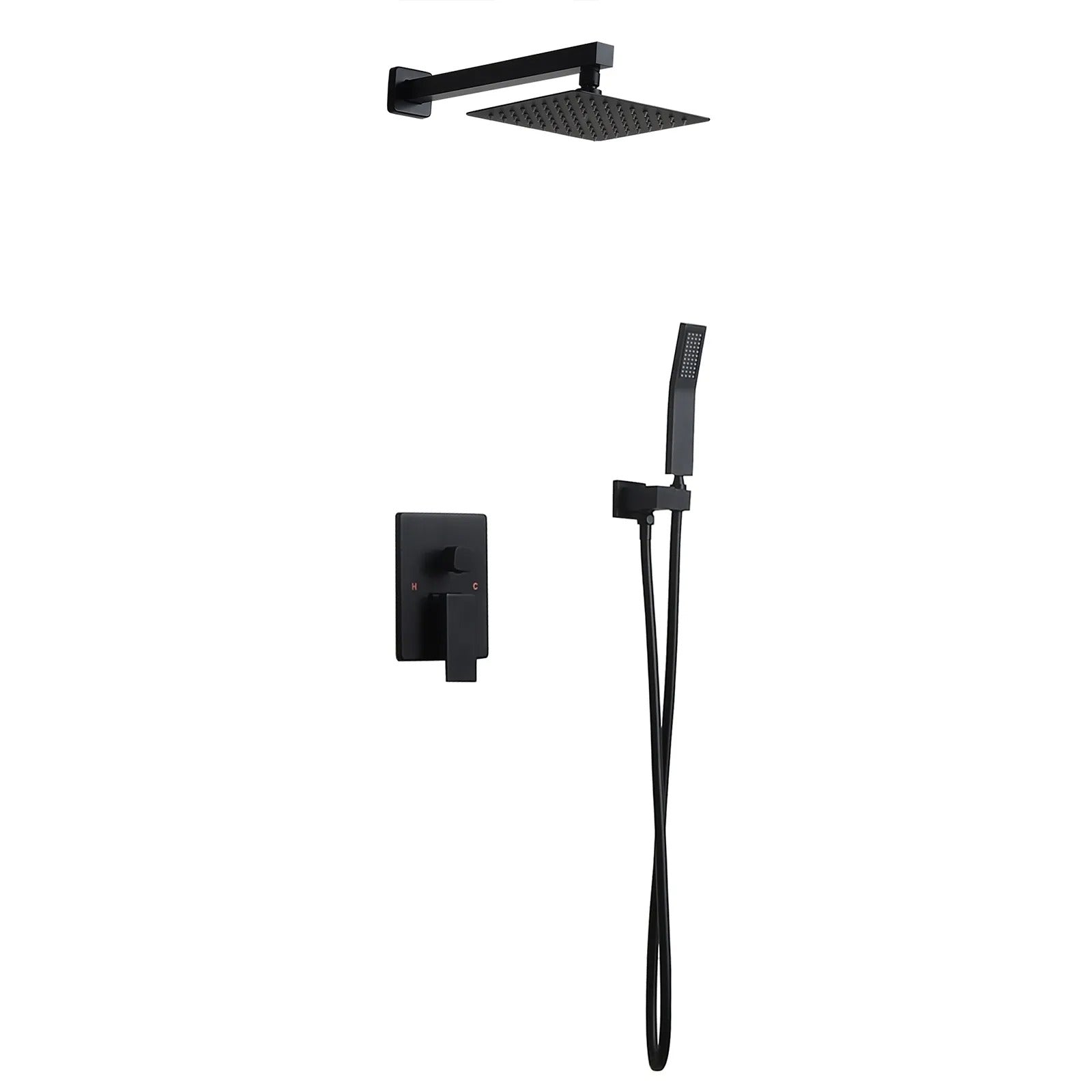 HMR - Modern 10" Wall Mounted Shower System with Handheld Shower Pressure Balance Valve