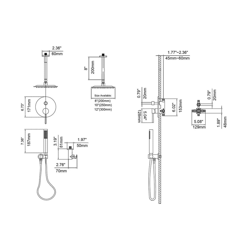 HMR - Round 10" Head Shower Combo System with Handheld Shower