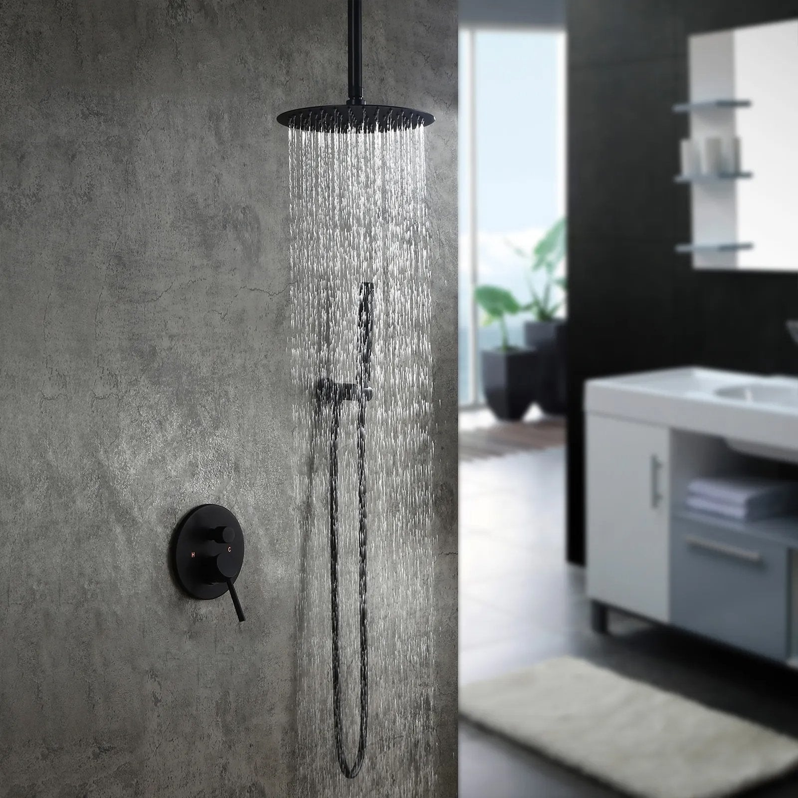 HMR - Round 10" Head Shower Combo System with Handheld Shower